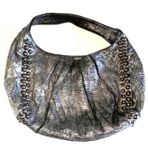 *Treesje black/silver leather metal accented shoulder bag